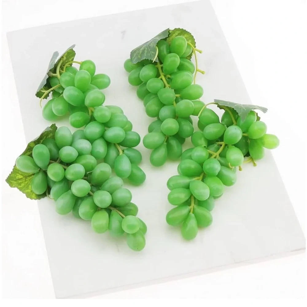 4 Bunches Artificial Grape Decorative Fake Green Grapes